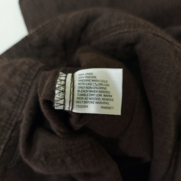 St Johns Bay Capris Linen Blend Capris Womens 14 Brown Drawstring Shorts - Picture 4 of 11